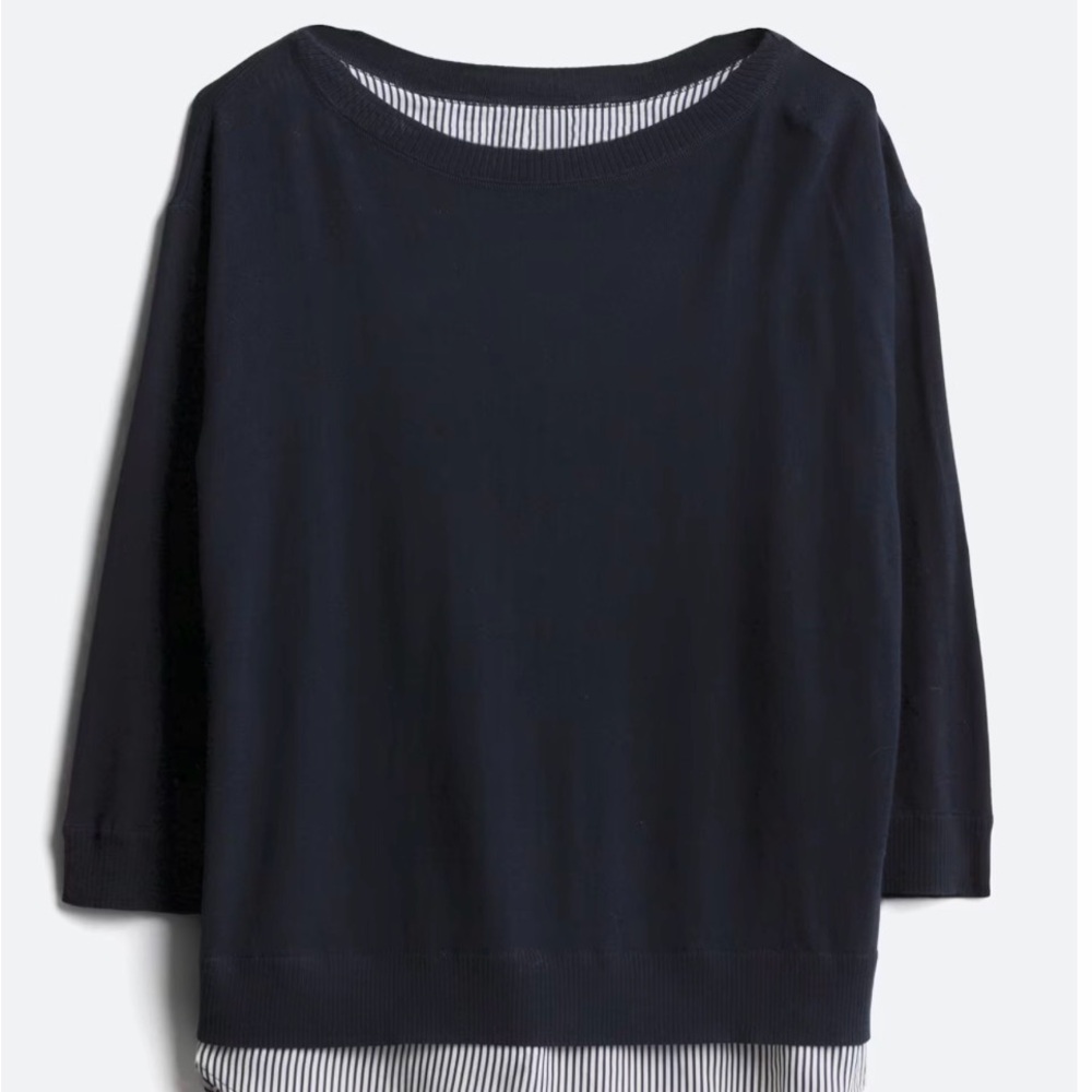 Market & Spruce Ralla Cross Back Mixed Material Pullover, Navy, Size M
